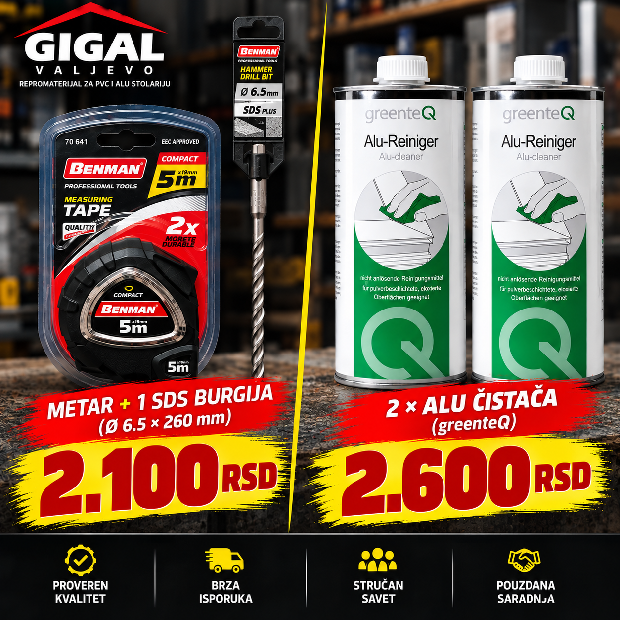 Akcija: metar sa SDS plus burgijom i dva ALU čistača