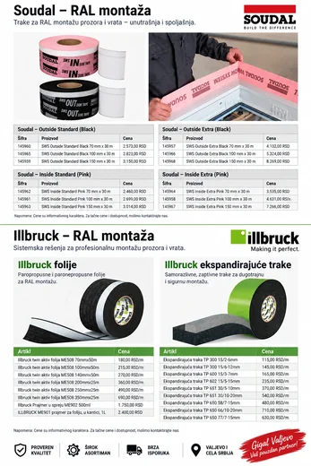 Soudal RAL montaža cenovnik